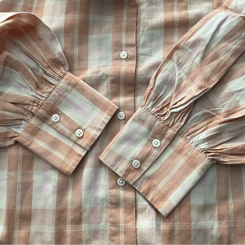 J. Crew Gathered Cottagecore Blouse Shirt Featherweight Peach Cotton